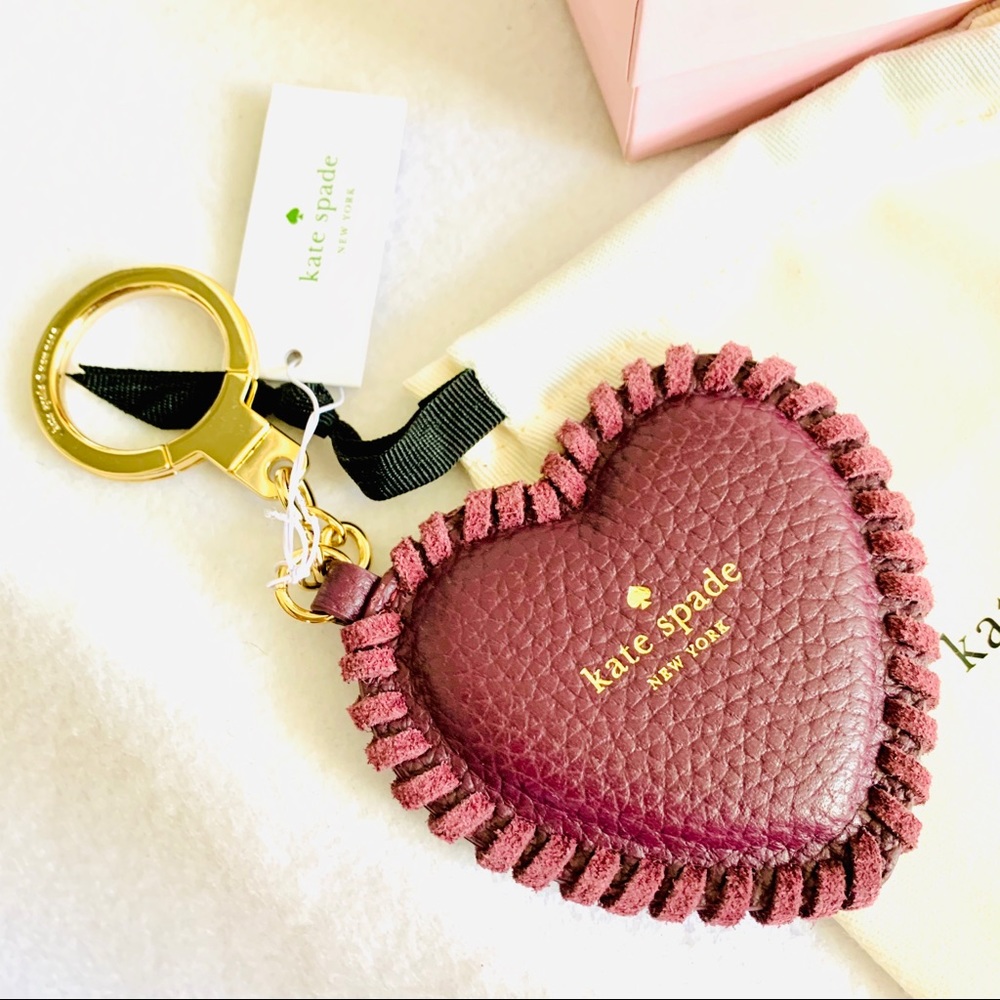 Kate Spade ♠️ Burgundy Leather Heart Keych… - Picture 3 of 4